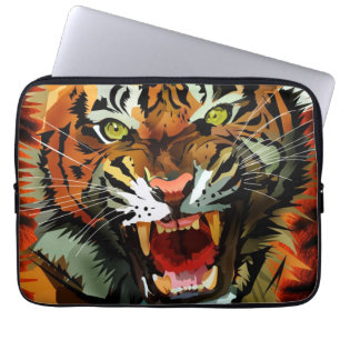 Fierce Roaring Tiger Laptop Sleeve Bold Wildlife
