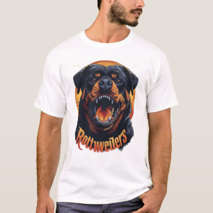 Fierce Rottweiler Dog Graphic Retro T-Shirt