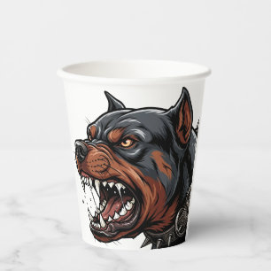 Fierce Rottweiler Spiked Collar Angry Dog Art Paper Cups