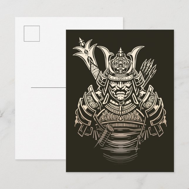 Fierce Samurai Warrior – Bold Japanese Armour Postcard (Front/Back)