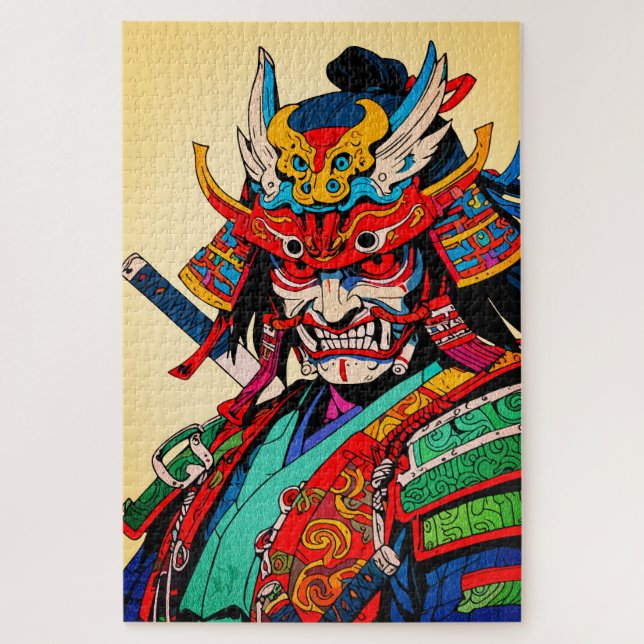 Fierce Samurai Warrior – Colourful Japanese Bushid Jigsaw Puzzle (Vertical)