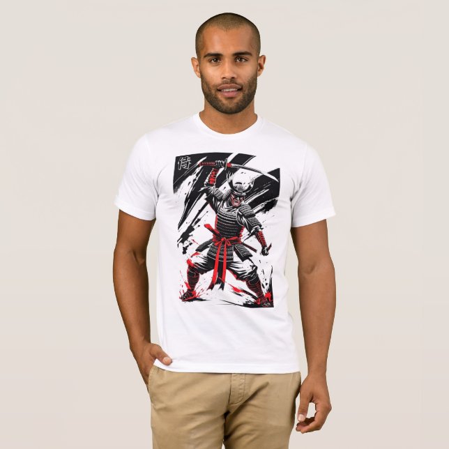 Fierce Samurai Warrior Ink Art  T-Shirt (Front Full)