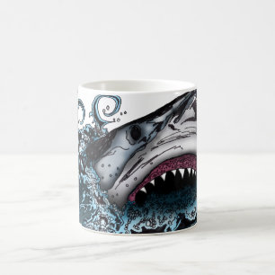 Fierce Shark Attack Ocean Predator Digital Art Coffee Mug
