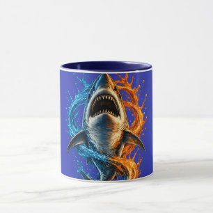 Fierce Shark Beach Towel – Blue & Orange Ocean Spl Mug