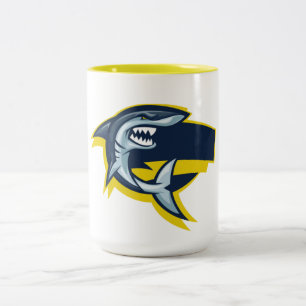 Fierce Shark Mascot Coffee Two-Tone Coffee Mug
