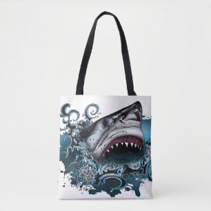 Fierce Shark Ocean Splash Bold Coastal Adventure Tote Bag
