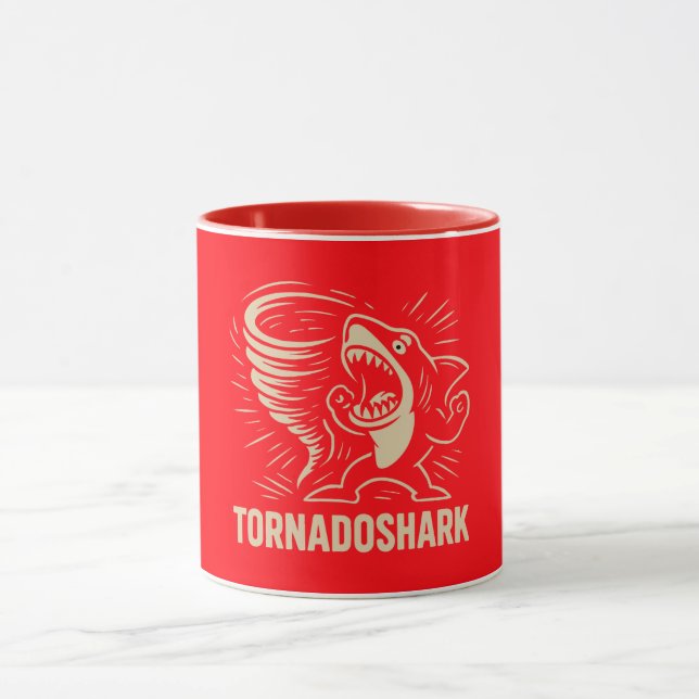 Fierce shark tornado art design for viral  mug (Center)