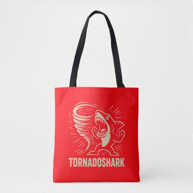 Fierce shark tornado art design for viral  tote bag (Front)