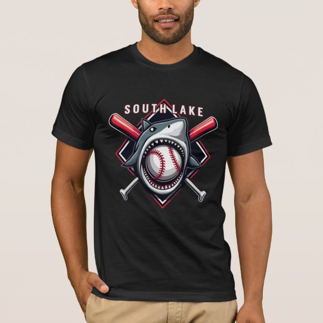 Fierce South Lake Makos Baseball Design T-Shirt (Front)