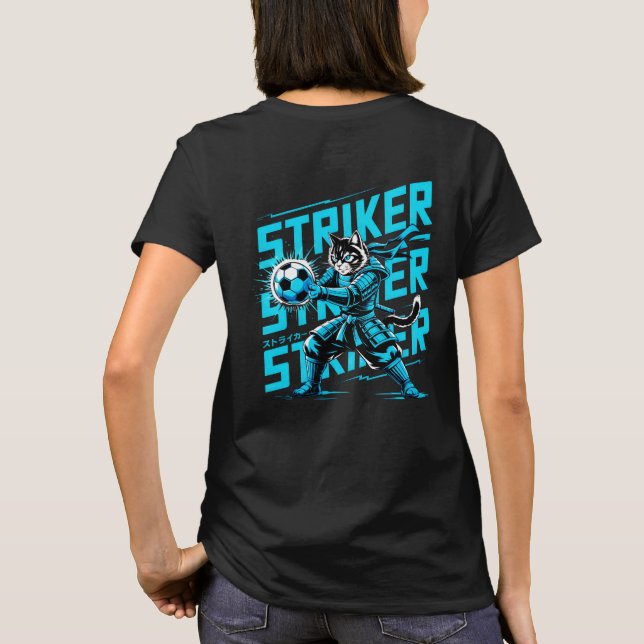 Fierce Striker Cat Samurai - Women’s Soccer Fan T-Shirt (Back)