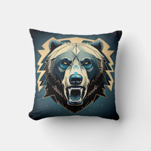 Fierce Stylised Bear Art Cushion