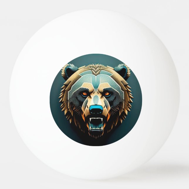 Fierce Stylised Bear Art  Ping Pong Ball (Front)