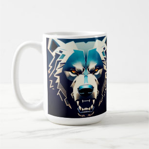 Fierce Stylised Bear Art With Abstract Neon Highli Coffee Mug