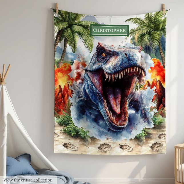 Fierce T-Rex Blanket Personalised Custom Name (Fierce T-Rex Blanket Personalized Custom Name)