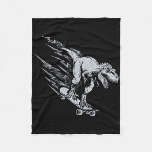 Fierce T-rex Skateboarding Lightning Speed  Fleece Blanket