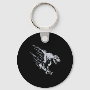 Fierce T-rex Skateboarding Lightning Speed  Key Ring