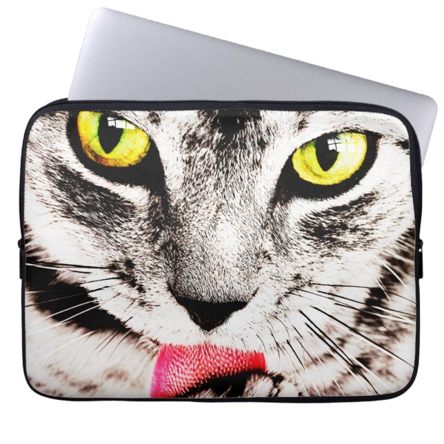 Fierce Tabby Cat Laptop Sleeve (Front)
