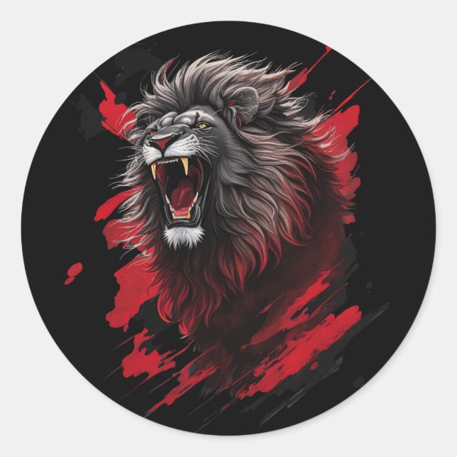 Fierce, the black lion classic round sticker (Front)