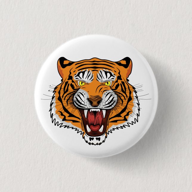 Fierce Tiger Head Illustration-24327 3 Cm Round Badge (Front)
