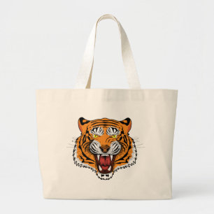 Fierce Tiger Head Illustration-24327 Hoodie Large Tote Bag