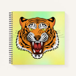Fierce Tiger Head Illustration-24327 Hoodie Notebook