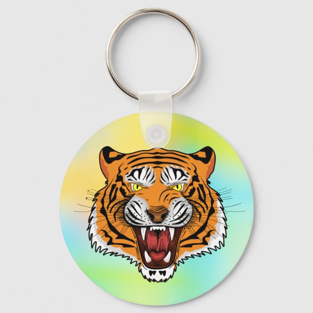 Fierce Tiger Head Illustration-24327 Key Ring (Front)