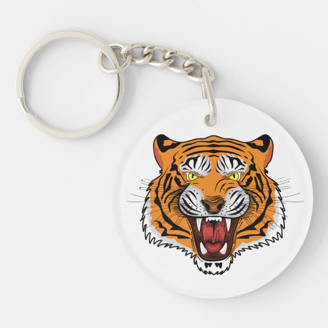 Fierce Tiger Head Illustration-24327 Key Ring (Front)