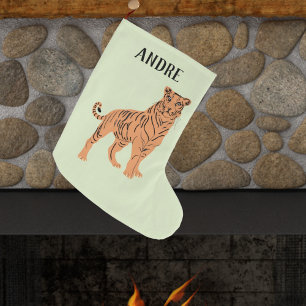 Fierce Tiger Personalised Large Christmas Stocking