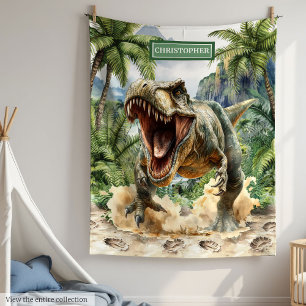 Fierce Tyrannosaurus Blanket Custom Name for Kids