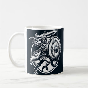 Fierce Valkyrie Warrior – Norse Mythology Line Art Coffee Mug