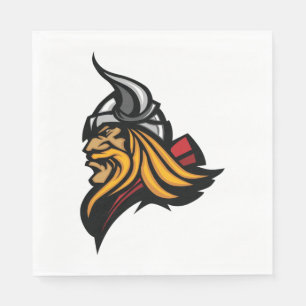 Fierce Viking Warrior Head Norse Helmet and Beard Napkin