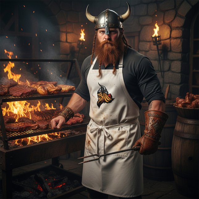 Fierce Viking Warrior Head Norse Helmet and Beard  Standard Apron (Creator Uploaded)