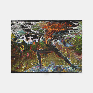Fierce Warrior 2 Yoga Fleece Blanket by Deprise