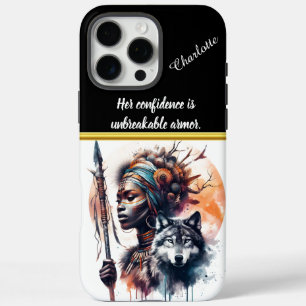 Fierce warrior with wolf art iPhone 16 pro max case