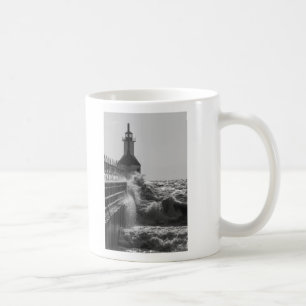 Fierce Waves At St Joseph Grayscale Coffee Mug