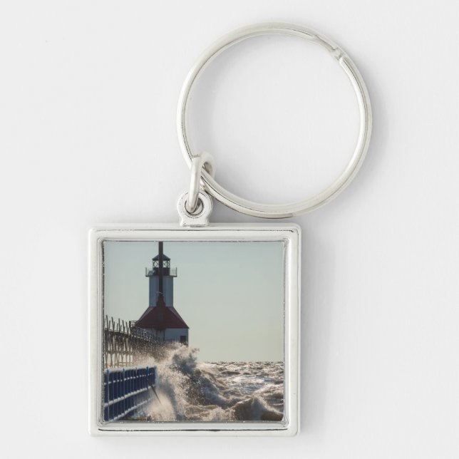 Fierce Waves At St Joseph Key Ring (Front)