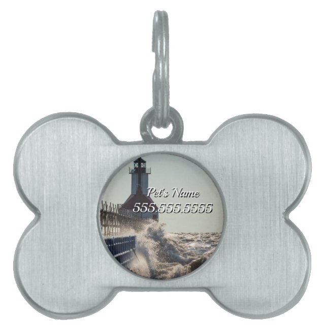 Fierce Waves At St Joseph Pet ID Tag (Front)