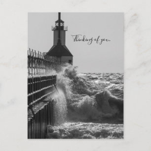 Fierce Waves St Joseph Grayscale Thinking Of You Postcard