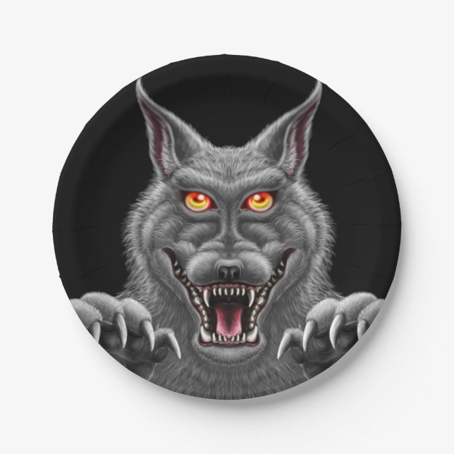 Fierce Werewolf Paper Party Plates (Front)