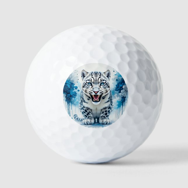 Fierce White Leopard Golf Balls (Front)
