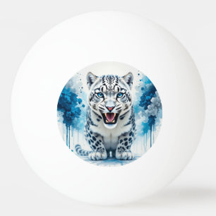 Fierce White Leopard Ping Pong Ball