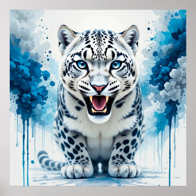 Fierce White Leopard Poster (Front)