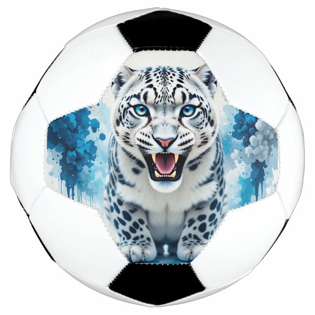 Fierce White Leopard Soccer Ball (Front)