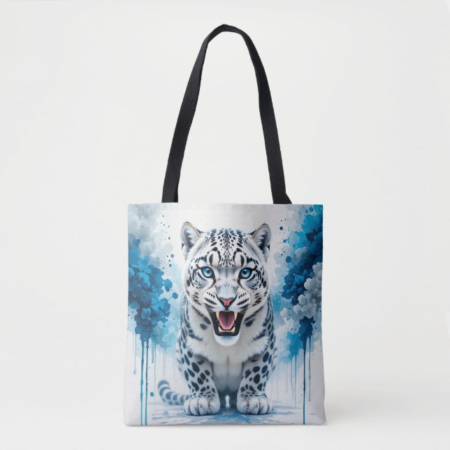 Fierce White Leopard Tote Bag (Front)