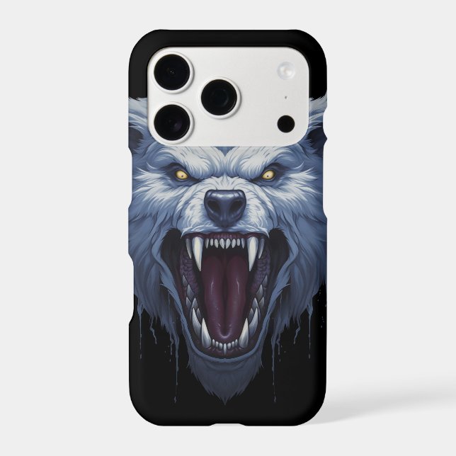 Fierce White Wolf Head Dark Fantasy Illustration (Back)