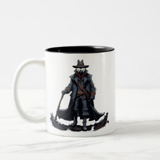 Fierce White Wolf Witch Hunter Two-Tone Coffee Mug