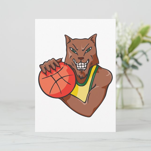 Fierce Wildcat Basketball Mascot Invitation (Creator Uploaded)