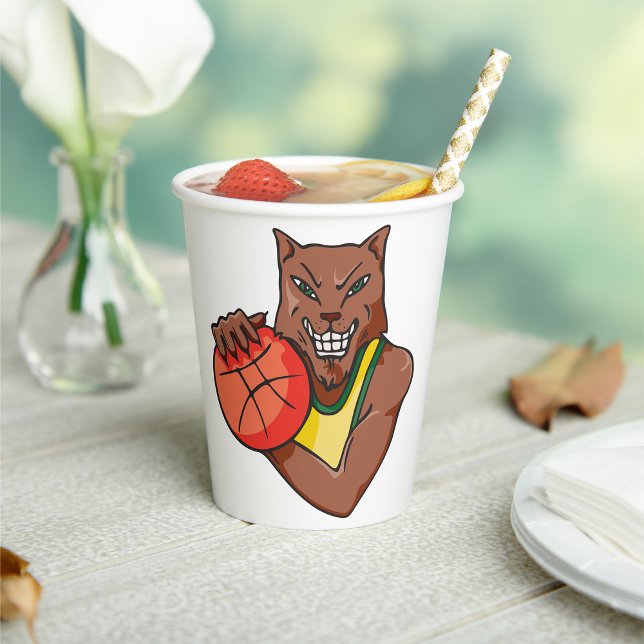 Fierce Wildcat Basketball Mascot Paper Cups (Creator Uploaded)
