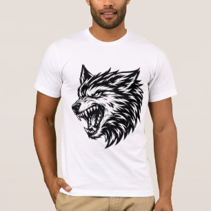 Fierce Wolf Head Bold Black and White Alpha Wolf  T-Shirt