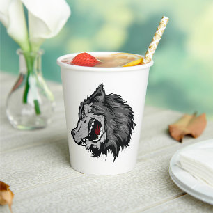 Fierce Wolf Head Bold Wild Animal Paper Cups
